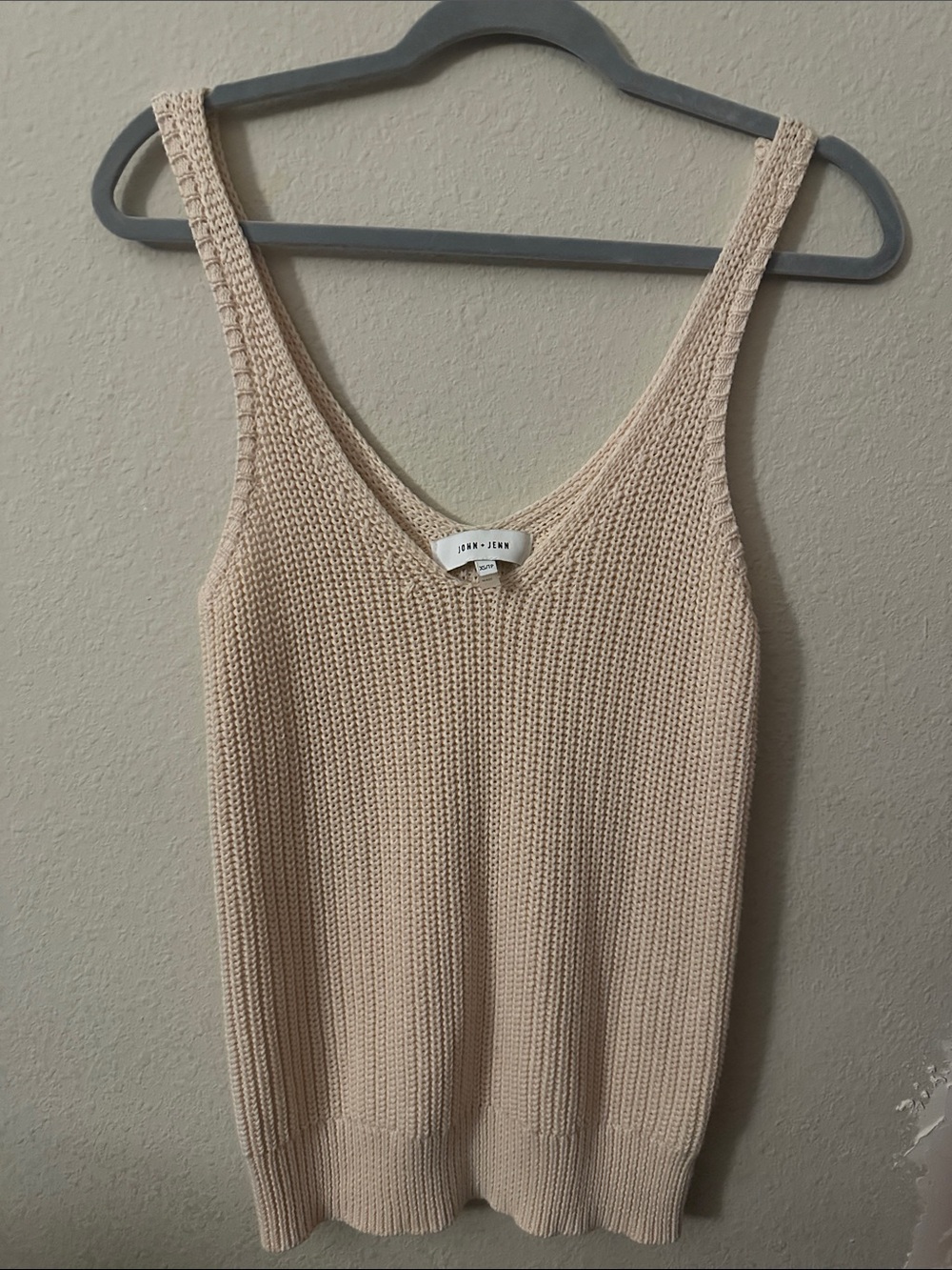 Aritzia beige knit V-neck tank top